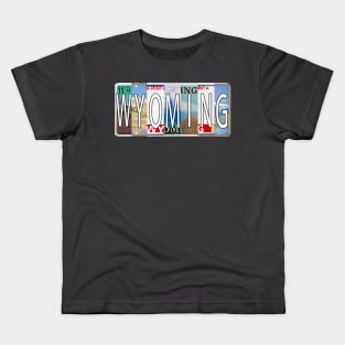 Wyoming License Plates Kids T-Shirt